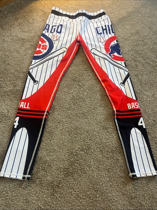 Pants - 🇺🇸⚾️🐻Chicago Cubs Baseball Workout/Yoga Leggings szL Pinstripe Red White Blue